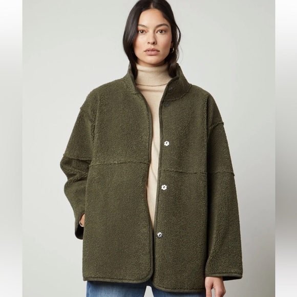 Velvet by Graham & Spencer Jackets & Blazers - Velvet Albany Reversible Sherpa Coat, Army, Small